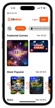 Mr Mega slot site in the UK on mobile